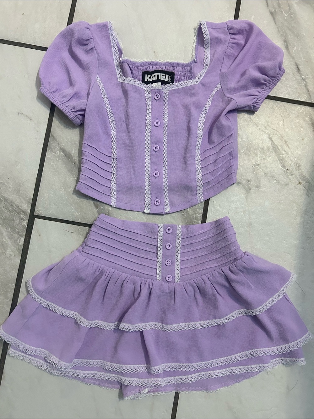 Katie J NYC Lavender Two-Piece Girls Matching Set Sz Medium